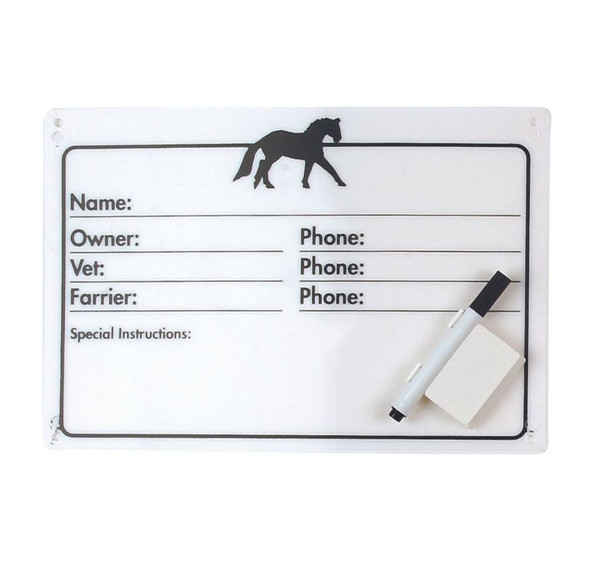 Horse Info Dry Erase Stall Card- Barn Supplies