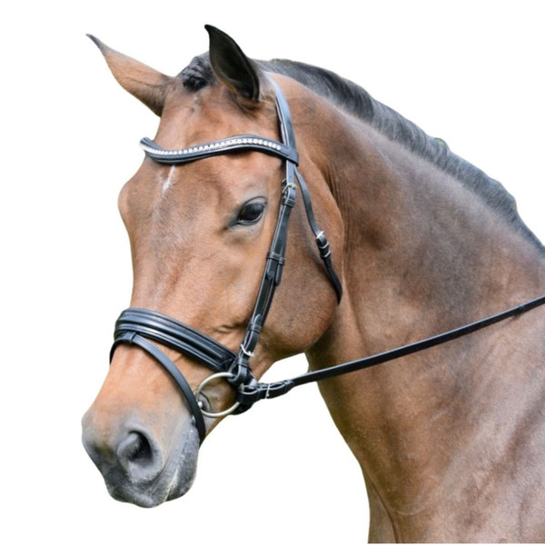 Ensemble Bride Et Rênes KL Select – Cuir Brun, Embout KK Ultra 6,5 Cm – Chevaux Taille Normale – Fabriqué En Italie