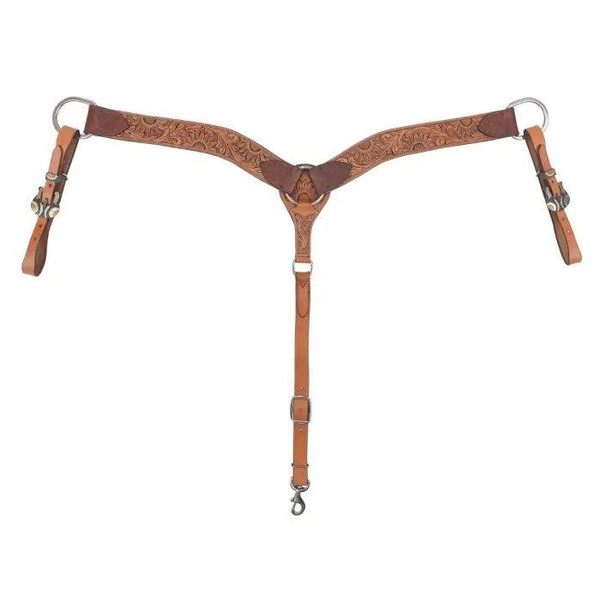 Collier De Poitrine Western Circle Y En Daim Marron Et Cuir Usiné - Neuf Avec Défauts