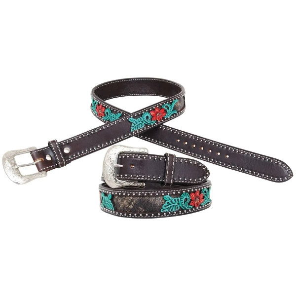 Circle Y Cactus Flower Filigree Belt- Western Belts display picture 3