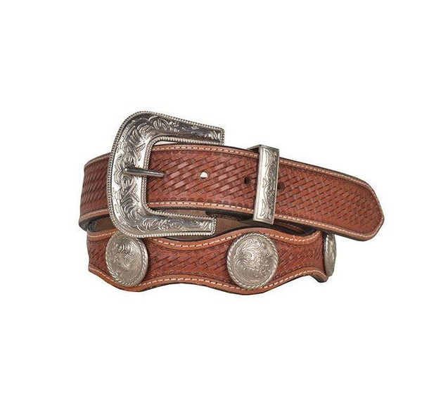 Myra Rustic Woods Hand Tooled Leather Belt- Western Belts display picture 3