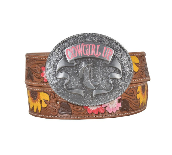 Women\'s Leather Hand Tooled Belt Size Medium Cowgirl Western Festival Rodeo Tooled Leather Belt for Cowgirls - Black and Brown main image 4