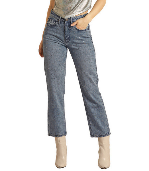 希少 黒入荷！ crop_studs-med.wash-front- パンツ
