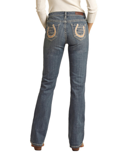 Rock & Roll Denim Horseshoe Mid Rise Bootcut Jeans