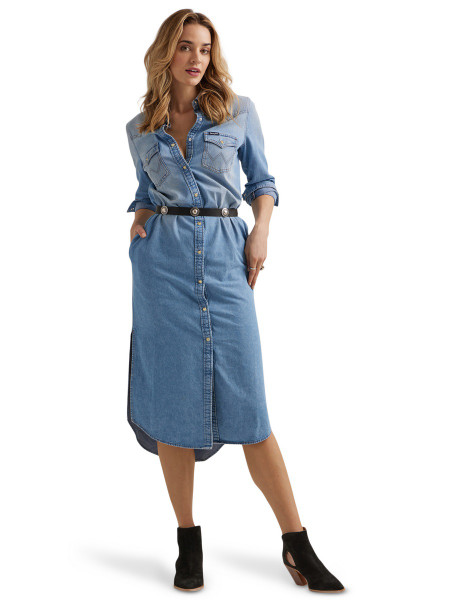 Sharagano Pocketed Denim Shirt Dress (petite) in Blue | Lyst