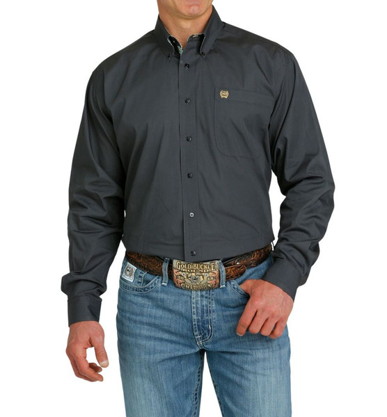 Men's Cinch Charcoal Solid LS Shirt- Western Button-Down Shirts