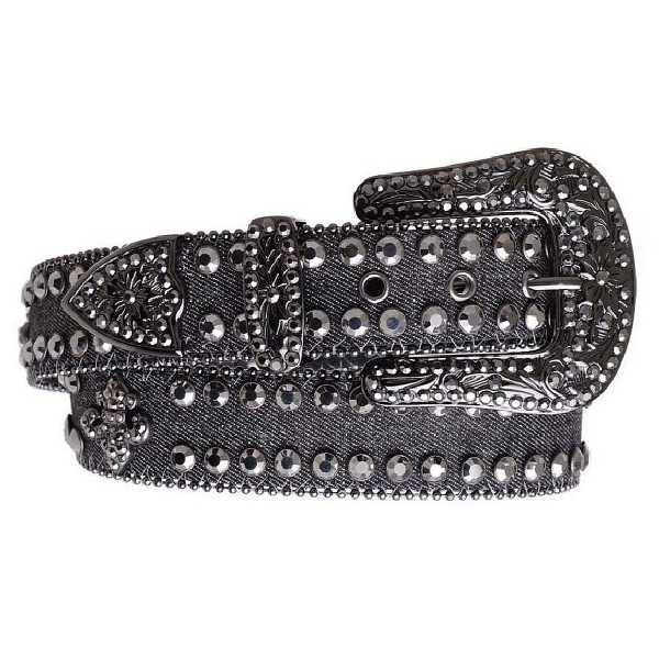 Kamberley Rhinestone Denim Fleur de Lis Belt display picture 3