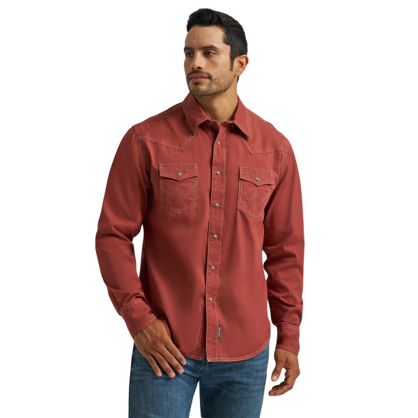 Men's Wrangler Retro Premium Clay Red Snap Shirt