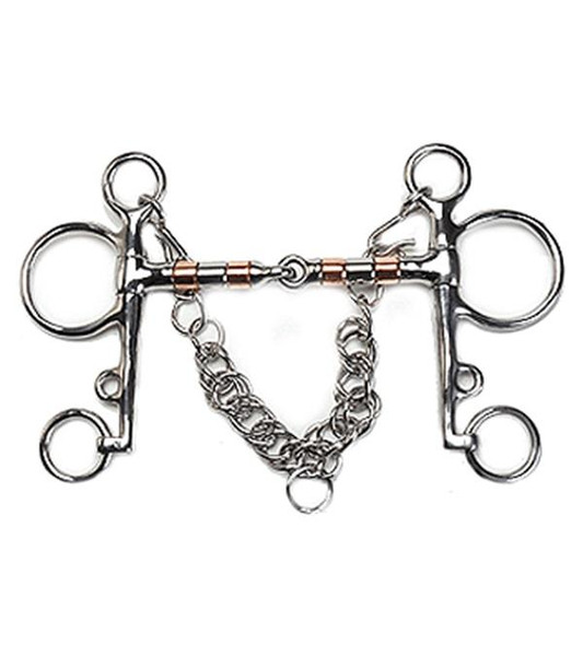 Mors De Cheval CHALLENGER - Rouleaux Cuivre Embout Snaffle - Joue Complète - SS/Cuivre