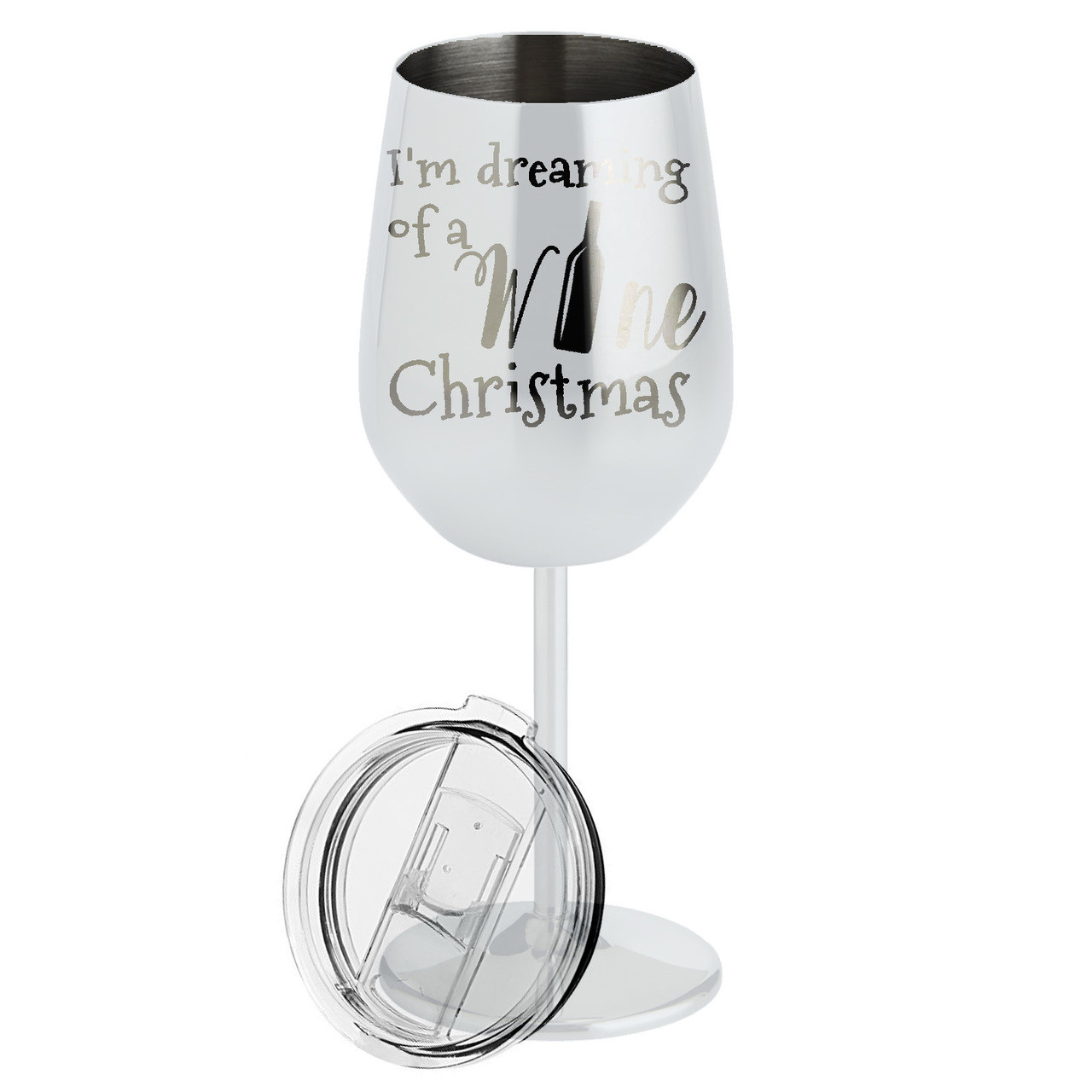 Dreaming of a Wine Christmas Metal Wine Glass Jefferson St. Designs