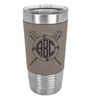 Baseball Monogram - 20 oz Leatherette Tumbler