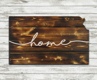 Handwritten "Home"- Torched and State Cut Out Wood