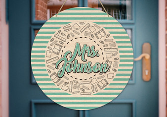 Custom Teal Teacher Pencil Frame - Door Hanger