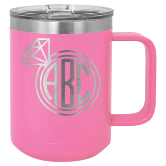 Diamond Ring Monogram - 15 oz Coffee Mug