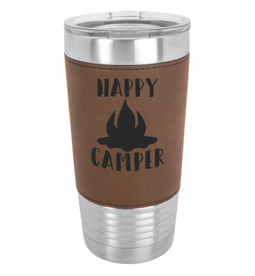 Happy Camper - 20 oz Leatherette Tumbler