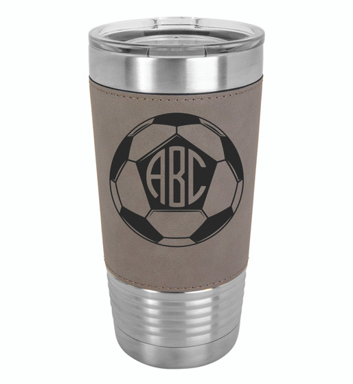 Soccer Monogram - 20 oz Leatherette Tumbler