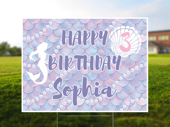 Personalized Mermaid Birthday Yard Sign