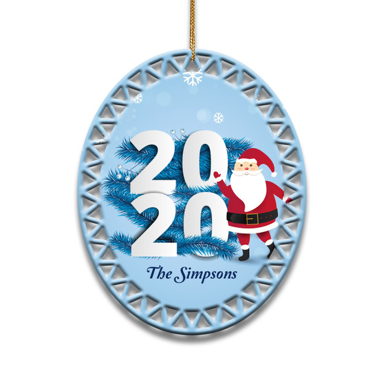 Personalized 2020 Santa Ceramic Christmas Ornament