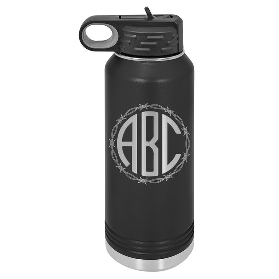 Barbed Wire Monogram - 32 oz Water Bottle