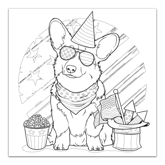 4th of July Corgi - Giant Coloring Poster