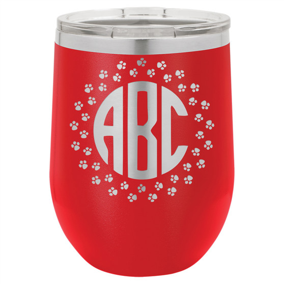 Paw Print Monogram - Stemless Tumbler