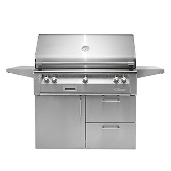 Alfresco 42" Deluxe Cart Grill, 2 Burner, Rotis, Single Door, Double Drawer, NG - ALXE-42CD-NG Alfresco 42" Deluxe Cart Grill, 2 Burner, Rotis, Single Door, Double Drawer, NG - ALXE-42CD-NG