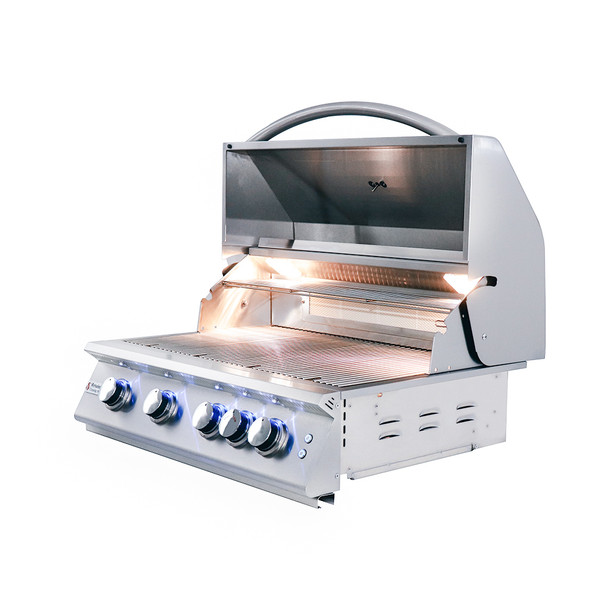 RCS Premier Series 32-Inch 4-Burner Built-In Natural Gas Grill With Rear Infrared Burner & Grill Lights - RJC32AL