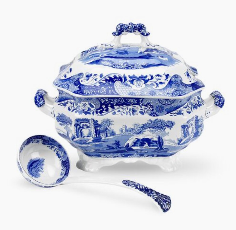 Spode Blue Italian Covered Vegetable Tureen - Thumbnail 3