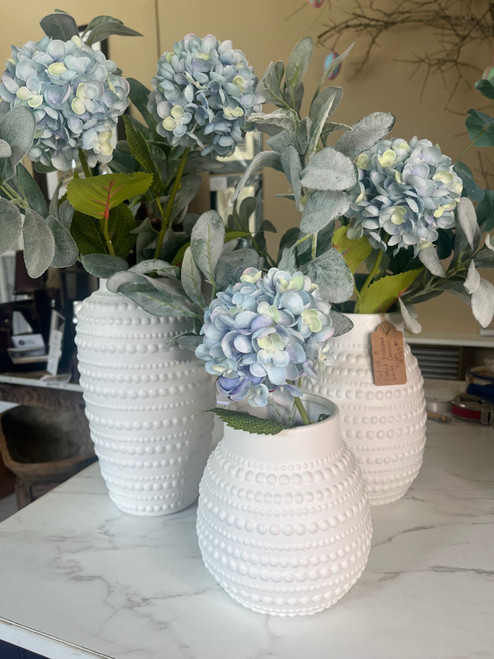 Dot Embossed white ceramic vase