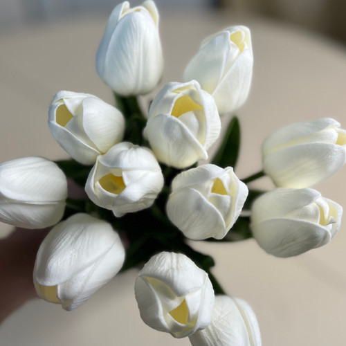 13" white real touch mini tulips bundle of 12