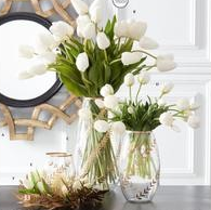 15" White Real Touch Tulip Bud and Bloom Bundle UV Protected