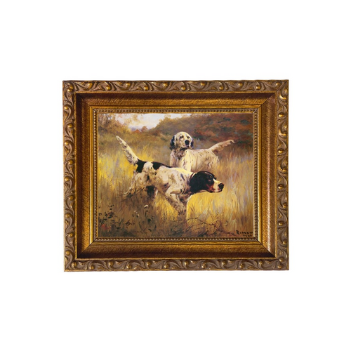 English Setters by Rosseau - Vintage Painted Print on Canvas