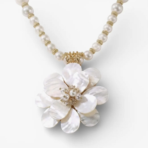 Ellie Mother of Pearl Flower Necklace