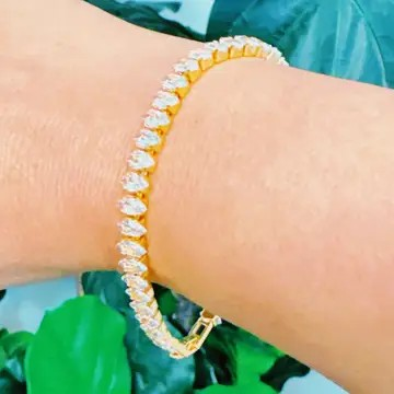 Gold Marquise Cut Tennis Bracelet