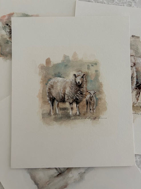 The One IV Mom and Me Sheep Print by artist Elizabeth Polland