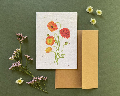 Plantable Greeting Card- Ranunculus , You Are Radiant With Charm