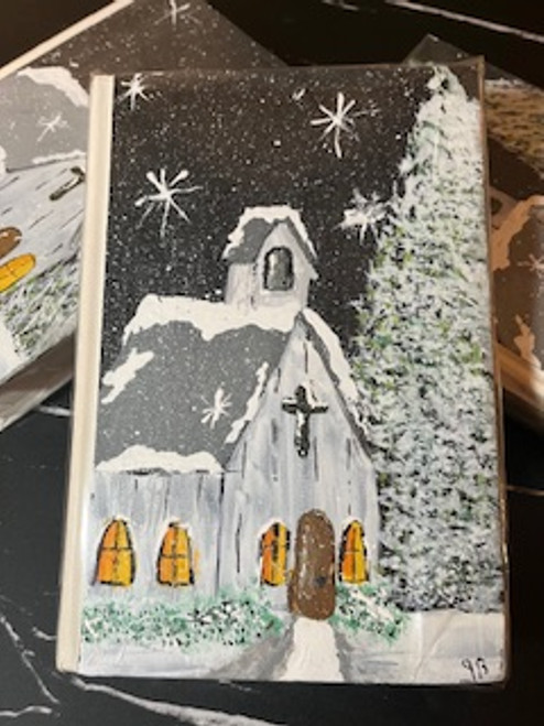 Winter Scene painted hymnal by Jean Blass Winter Scene painted hymnal by Jean Blass