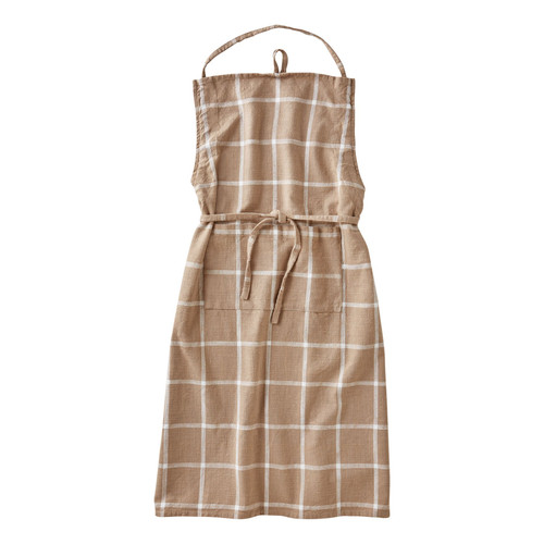 Classic Check Slub Apron in Linen Color