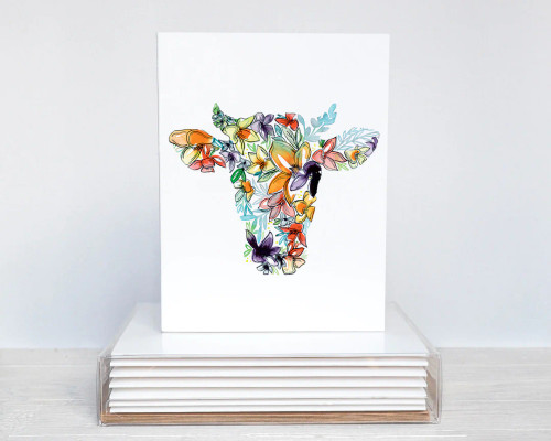 "Elevate your correspondence with Amanda Klein's Watercolor Design Cow Note Cards. Featuring 8 charming illustrations, these high-quality cards add a touch of rural charm to any message. Shop now to bring Southern-inspired artwork to your stationery collection!"