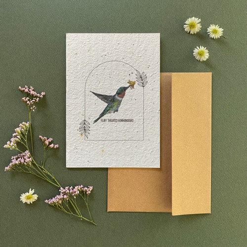 Meredith Raiford Red Throated Hummingbird Plantable Card