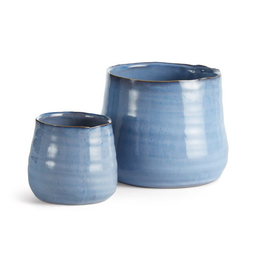 "Transform your space with Napa Home and Garden's Olivia Pots in serene blue, available in two sizes. Elevate your decor with these stylish accents, perfect for indoor settings. Explore now!"