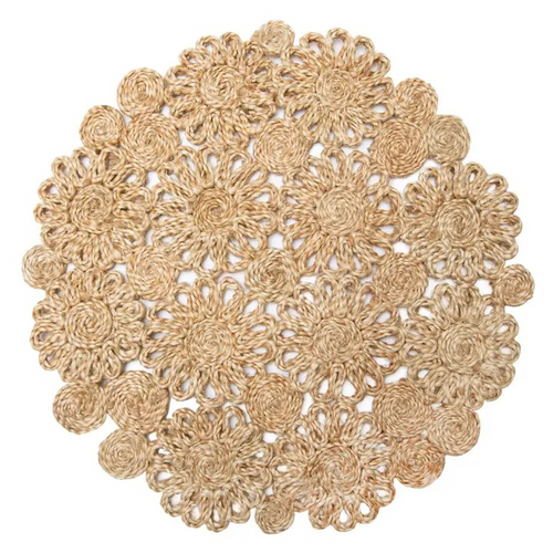 Daisy Jute Natural Placemat-15" Round, Set of 4