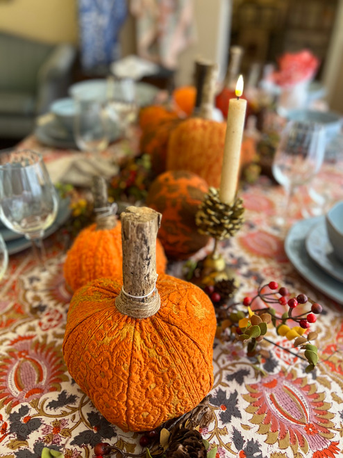 Vintage Hand Sewn Pumpkins - Large 6 Panel Round