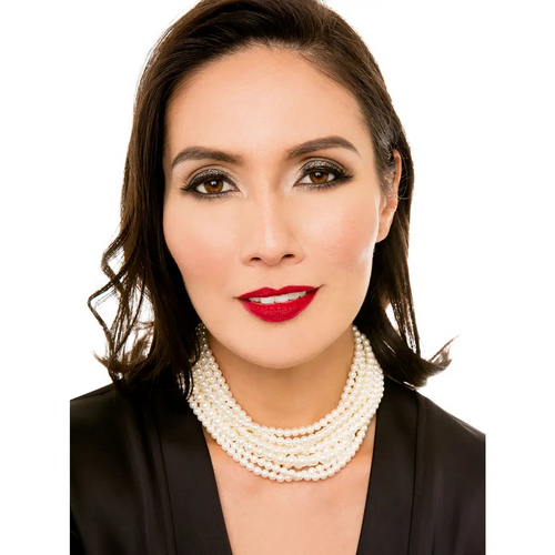 layered-pearl-collar-necklace-worn-statement-jewelry.jpg


Layered pearl collar necklace worn on neckline, elegant multi strand pearl statement jewelry