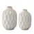 white glass and gold oval embossed vases