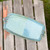 Elegant rectangular pottery tray with handles in glossy blue artisan finish