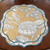Luxury round fabric placemats with timeless blue and tan design