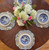 Luxury round fabric placemats with timeless blue and tan design
