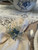 Iza Silva Luxury Tableware Beaded Spray Flower Napkin Rings Blue Set of 8