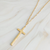 Hammered Gold Cross Long Chain Necklace by Ellison + Young
